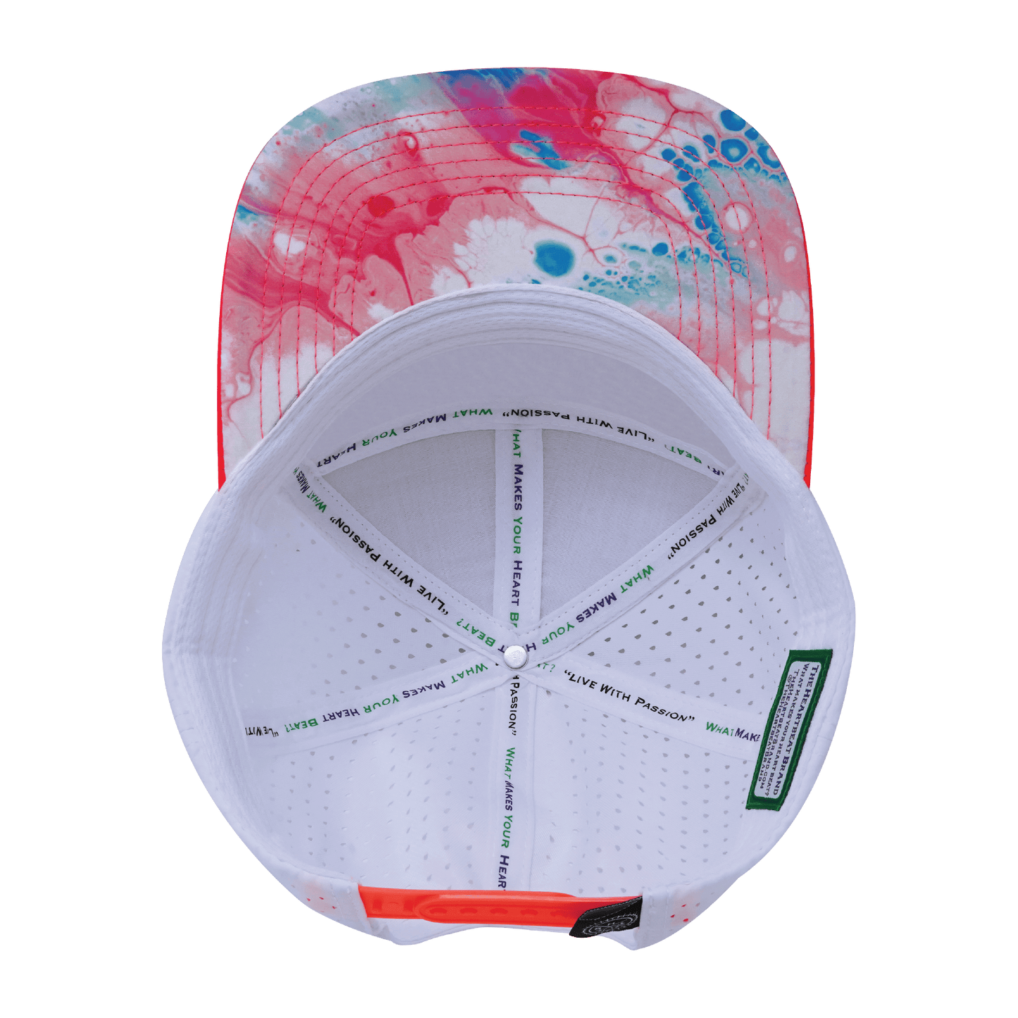 **ADULT** Color Vibes Hat - Flat Bill - Pixi Dust - Neon Peach / Neon Blue / White - Laser Mesh