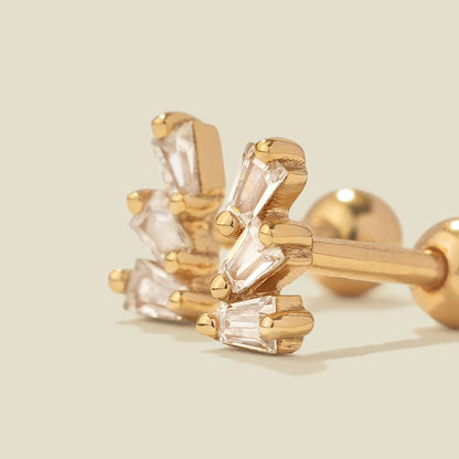 CZ Triple Baguette Stud Earrings