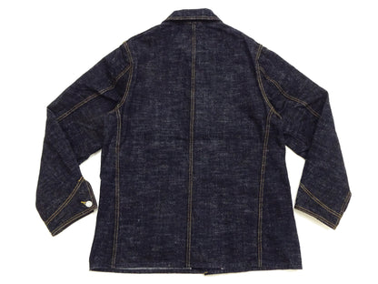 Studio D'Artisan Men's 15oz Selvedge Denim Chore Coat Jacket - Made in Japan, Regular Fit, Toyoda GL3 Loom-Woven (SDA D4620, One-Wash)