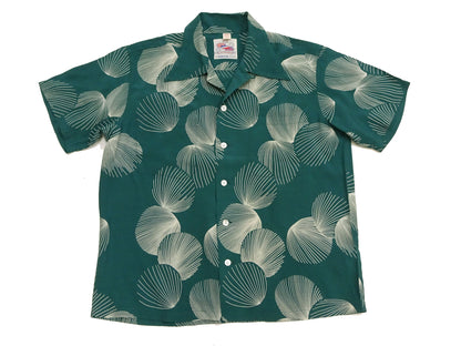 Duke Kahanamoku Hawaiian Shirt Men's 1950s Duke's Shell Reproduction Short-Sleeve Aloha Shirt DK39450 145 Green