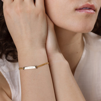 Engravable Curb Chain Bar Bracelet