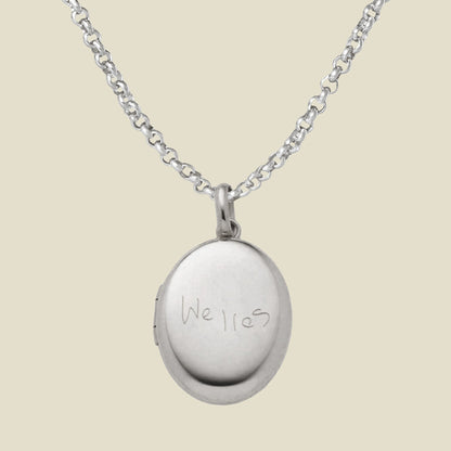 Engraved Handwriting Rolo Mini Locket Necklace