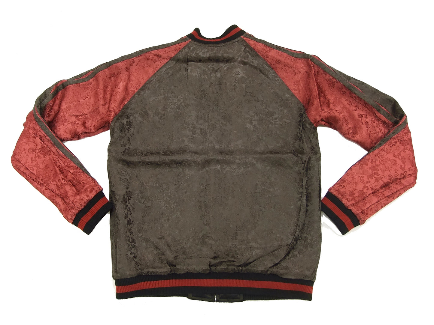 Satori Script Japanese Souvenir Jacket Koi Fish Carp Men's Sukajan GSJR-004 Black/Wine