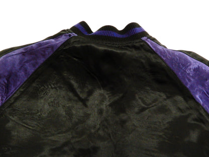 Satori Script Men's Japanese Souvenir Jacket Geisha Oiran Sukajan GSJR-021 Black/Dark-Blue