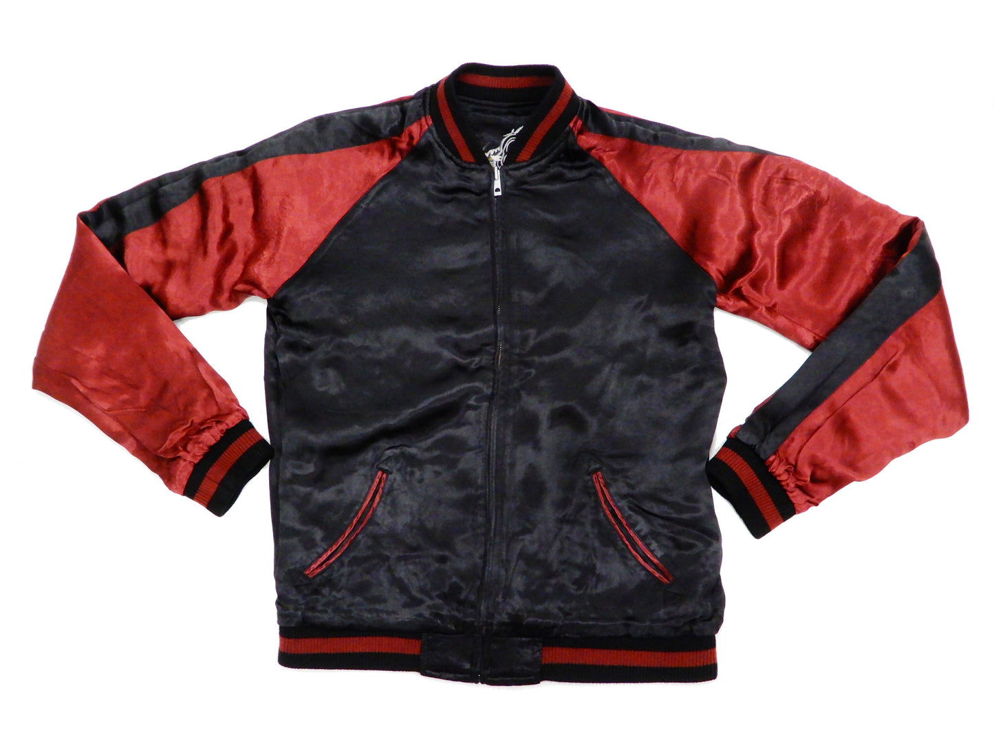 Satori Script Men's Japanese Souvenir Jacket Dragon Embroidered Sukajan GSJR-022 Black/Wine