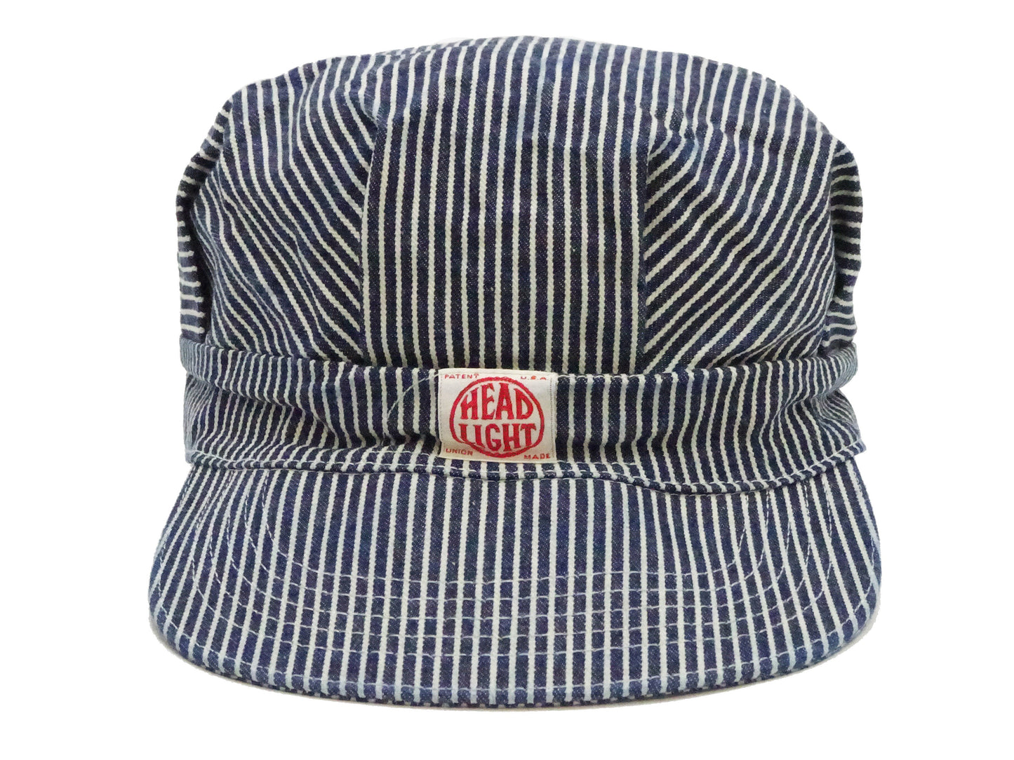 HEADLIGHT Work Cap Men's Reproduction of Hickory Striped Engineer Cap Railroad Hat HD02797 421 One-Wash
