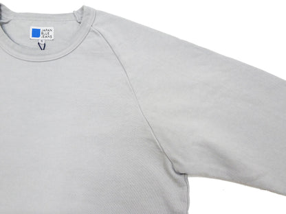 Japan Blue Jeans Long Sleeve French Terry T-Shirt Men's Casual Plain Crew-Neck Raglan-Sleeve Inlay Shirt JBKN1001 Light-Gray