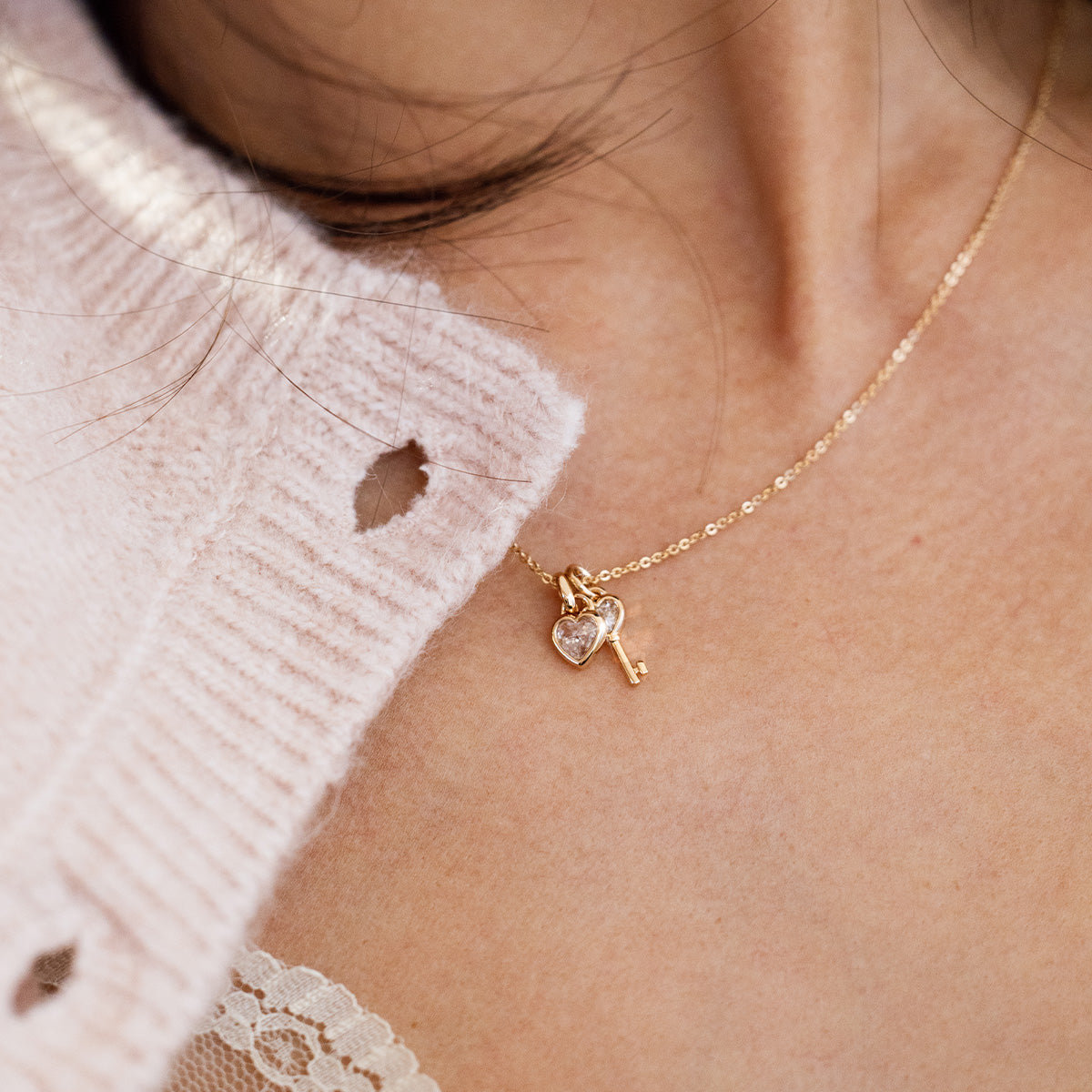 CZ Heart Key Charm | Final Sale