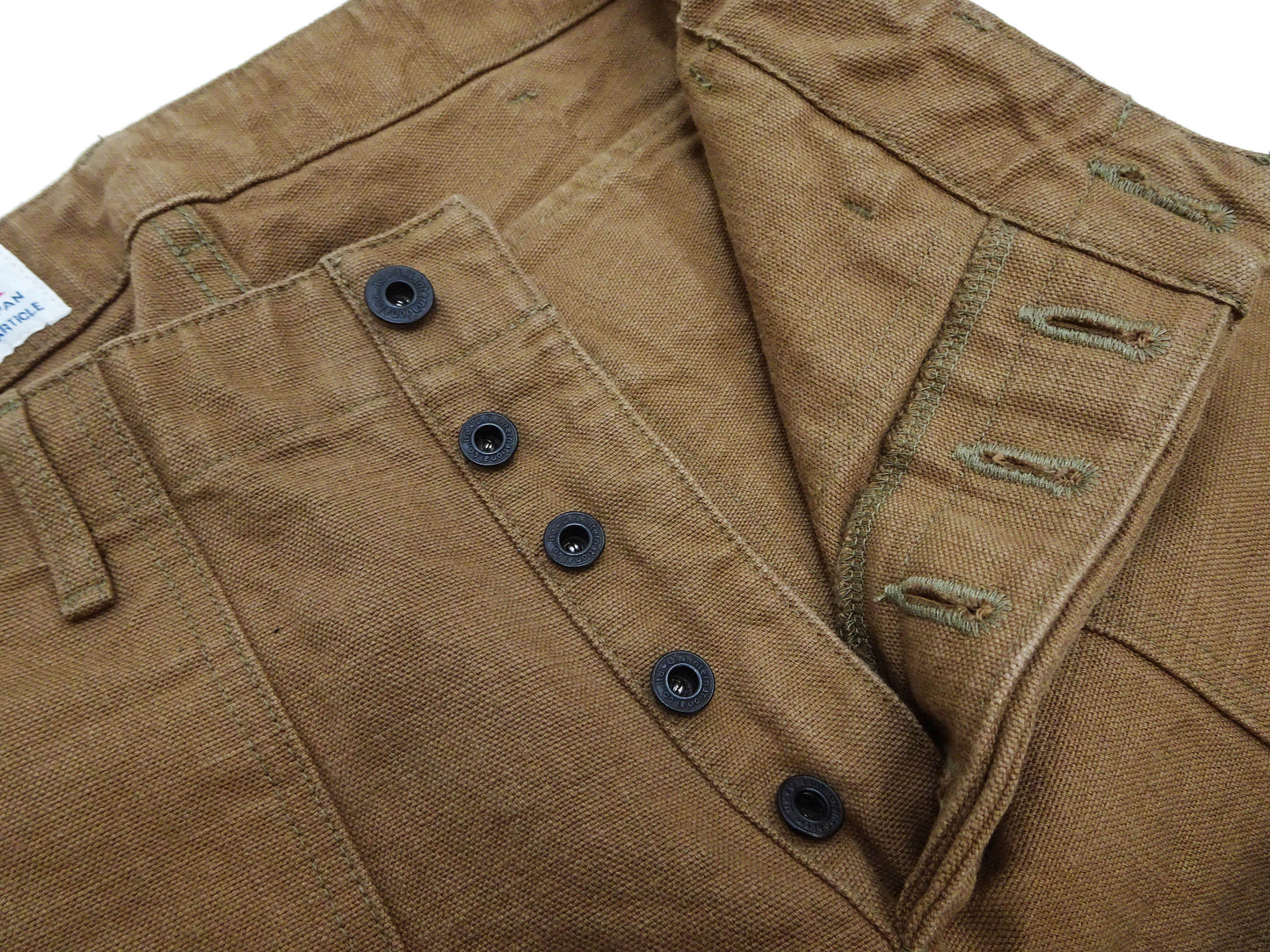 ONI Denim Men's Brown-Khaki Sulfur-Dyed Heavy Oxford Work Pants Relaxed Straight Fit Button Fly Trousers Made in Japan (ONI-207HOX-BRK)