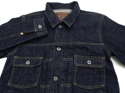 Oni Denim Jacket ONI-02516P Men's Casual Modern-Fit 15 Oz. Low-Tension Selvedge Denim Type II Style Jean Jacket Deep-Indigo One-Wash