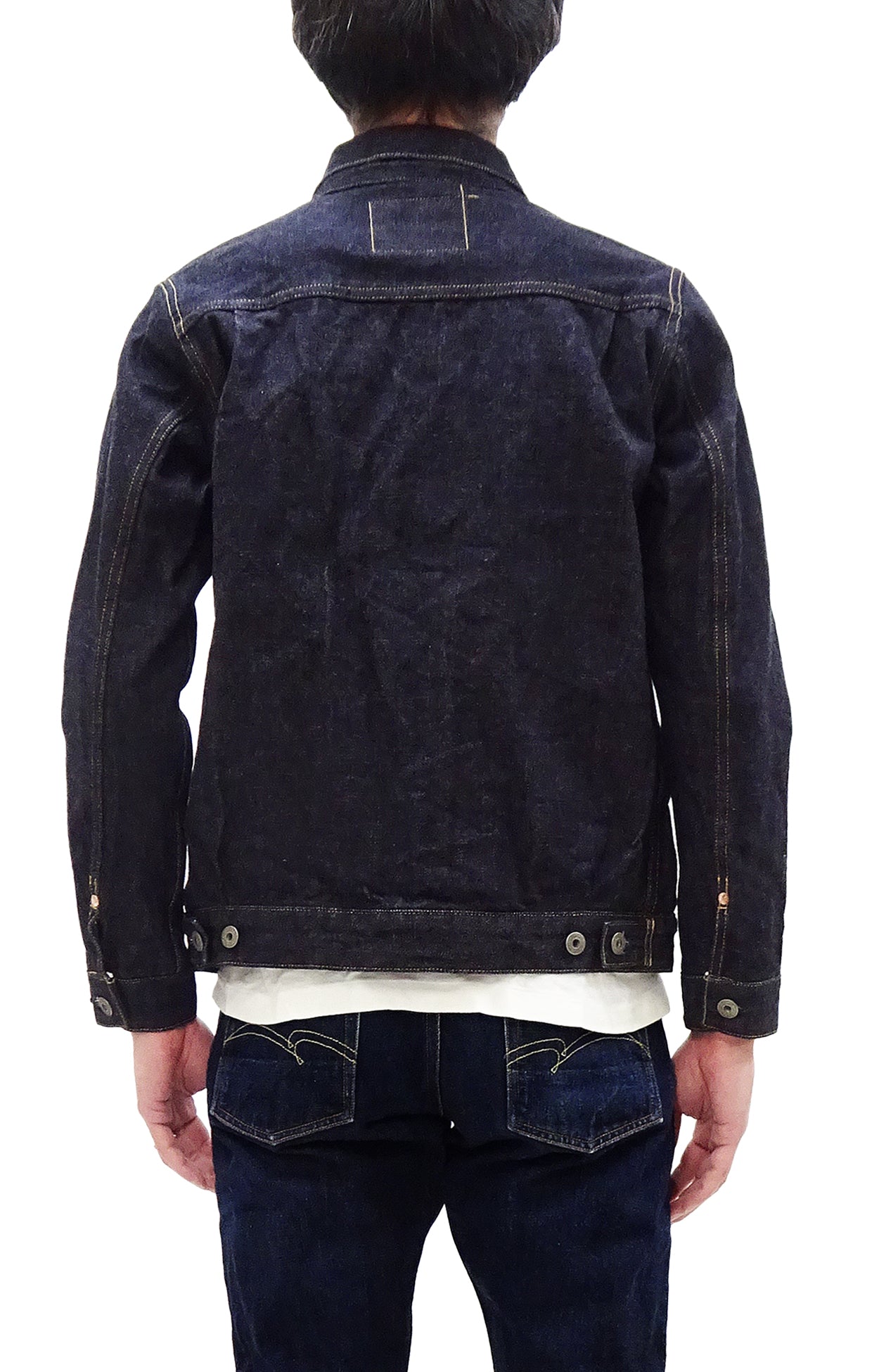 Oni Denim Jacket ONI-02516P Men's Casual Modern-Fit 15 Oz. Low-Tension Selvedge Denim Type II Style Jean Jacket Deep-Indigo One-Wash