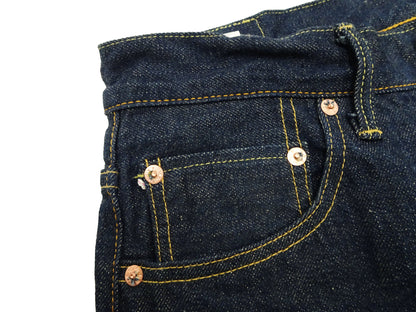 ONI Denim Men's 15oz Selvedge Jeans - Old-Style Spun Yarn & Shuttle-Loom Woven Denim, Regular Straight Fit, Button Fly, Indigo One Wash, Made in Japan (ONI270-Ishikawadai)
