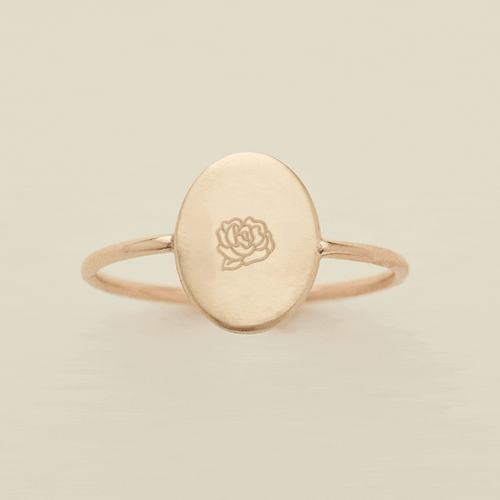 Oval Customized Ring - Initial or Birth Flower
