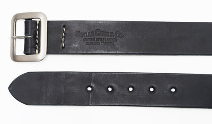 Sugar Cane Belt Men's Ccasual 40mm Wide/4mm Thick Cowhide Leather Belt with Single Prong Square-Shaped Buckle SC02320 119 Black
