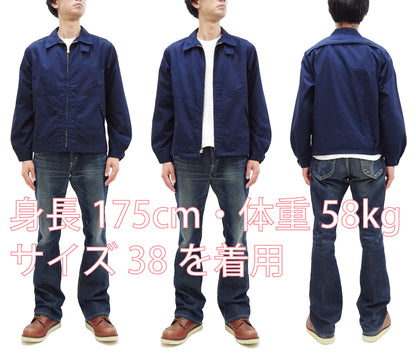 Sugar Cane Sports Jacket Men's Casual 1950s Style Lightweight Unlined Cotton Windbreaker SC15616 128 Navy-Blue