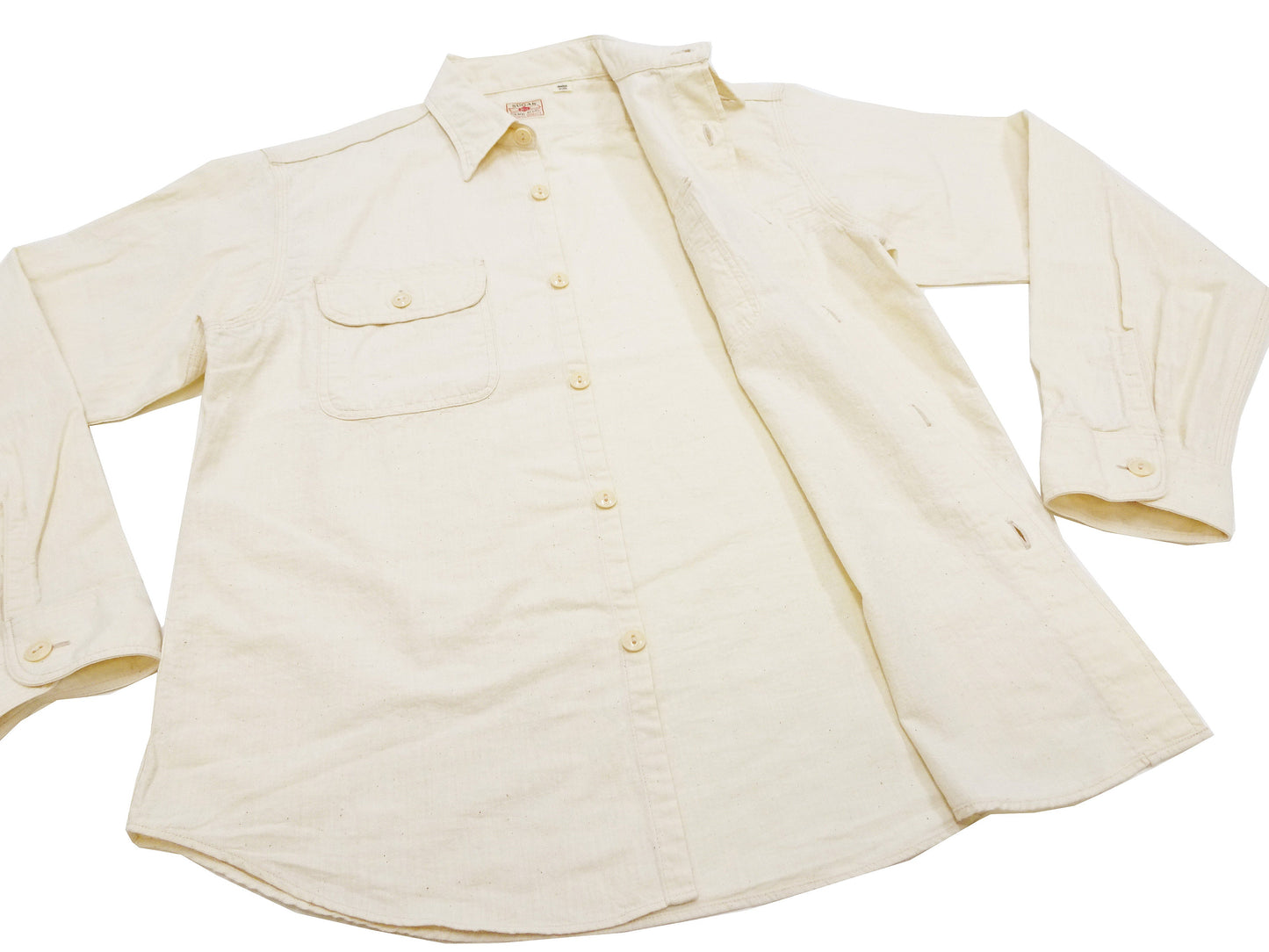 Sugar Cane Chambray Shirt Men's Lightweight Long Sleeve Button Up Plain Work Shirt SC27851 401 Ecru