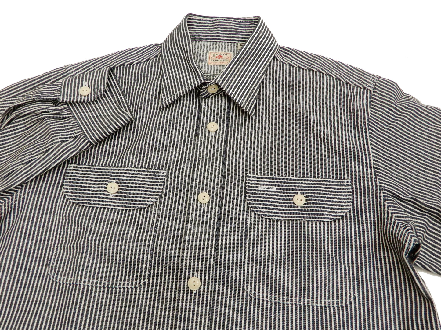 Sugar Cane Hickory Stripe Work Shirt Men's Casual Long Sleeve Button Up Shirt SC27853 Black