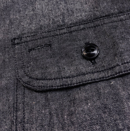 Sugar Cane Chambray Shirt Men's Lightweight Long Sleeve Button Up Plain Work Shirt SC29159 411 Black