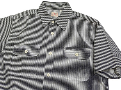 Sugar Cane Hickory Stripe Work Shirt - Men's Casual Short Sleeve Button Up Shirt SC37944 119 Black