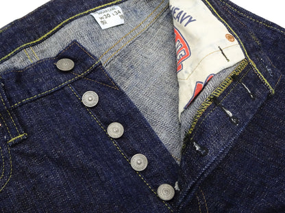 Sugar Cane Men's 14oz. Hawaiian Indigo Sugarcane Fiber Selvedge Denim Jeans Classic Regular Straight Button Fly (SC40401 One-Wash)
