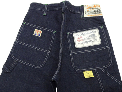 Sugar Cane Men's 11oz Blue Denim Work Shorts - High-Rise Relaxed Straight Fit Knee-Length Button-Fly Shorts - Made in Japan (SC52565 421A One-Wash)