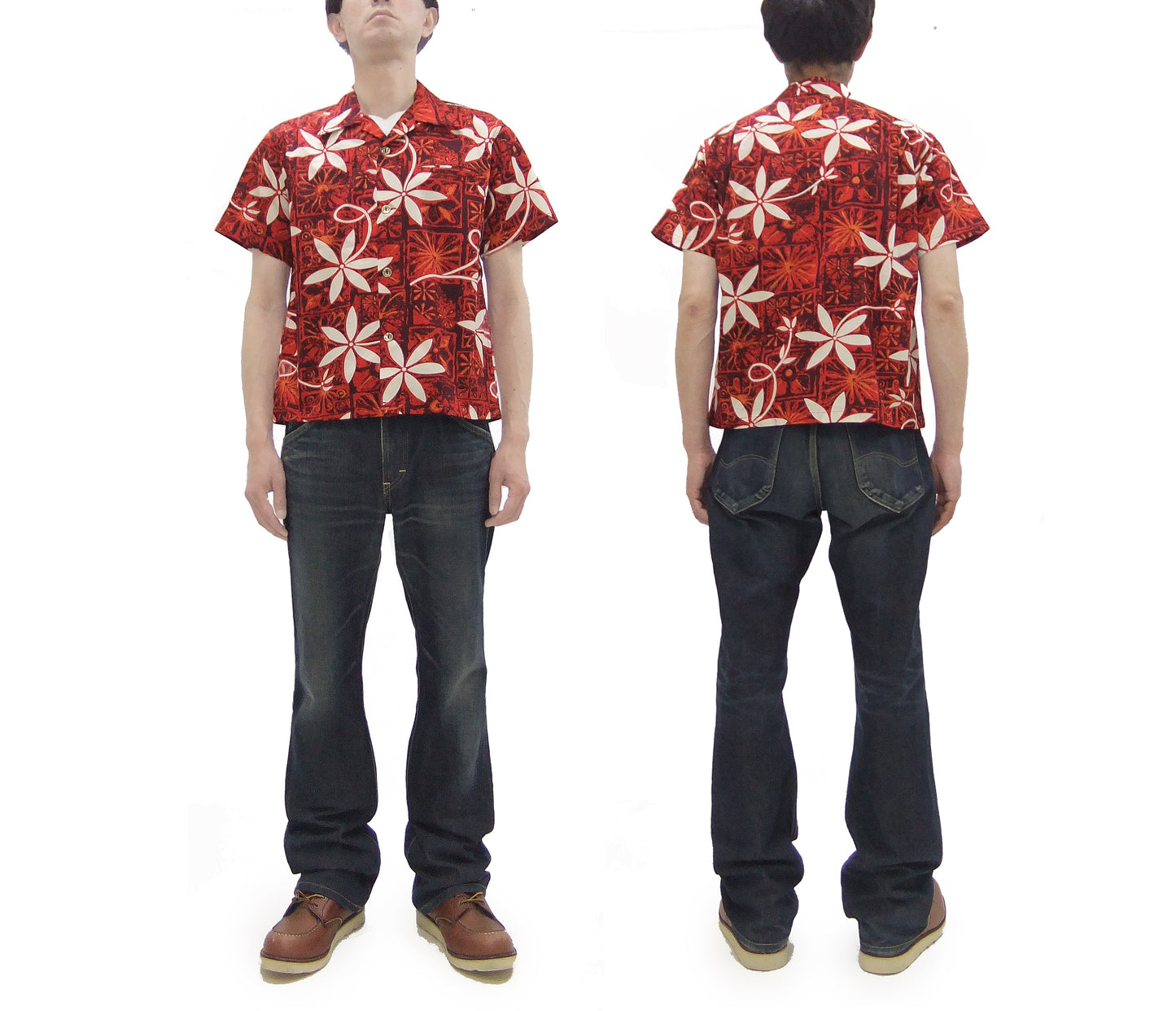 Star of Hollywood Elvis Presley Blue Hawaii Shirt Men's Casual All-Over Print Short-Sleeve Camp Collar Shirt Toyo Enterprises SH39493 165 Red