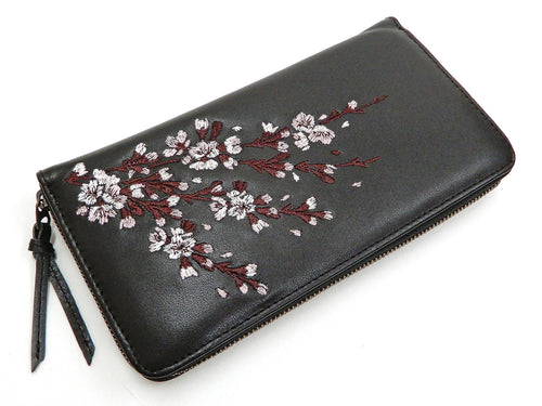 Script Hanatabi Gakudan Men's Casual Embroidered Leather Long Wallet SLWL-501 Black