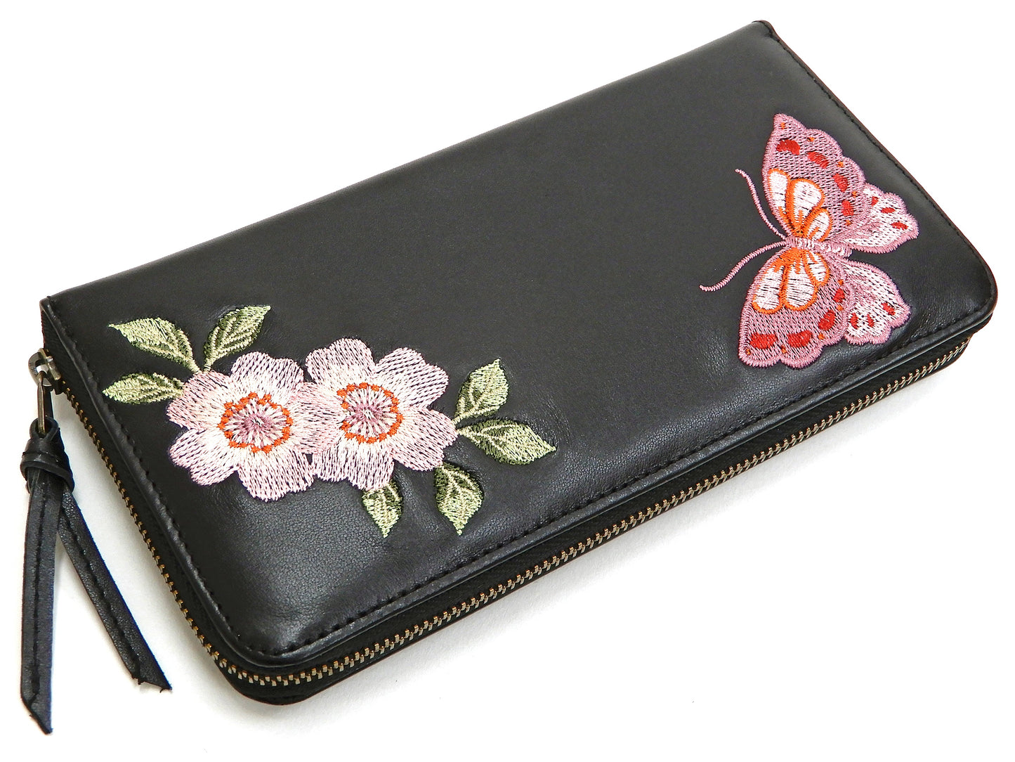 Script Hanatabi Gakudan Men's Casual Embroidered Leather Long Wallet SLWL-503 Black