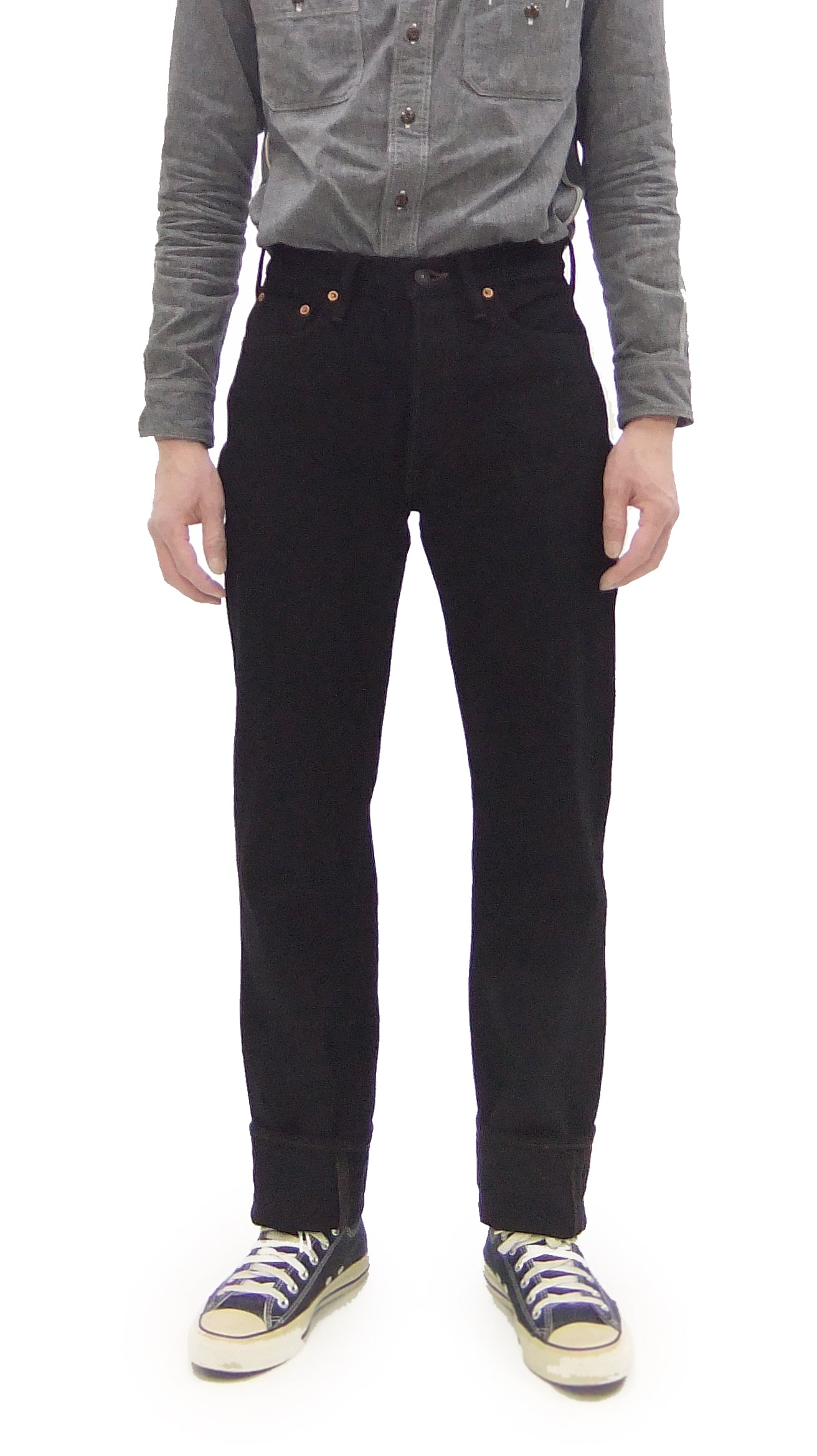 Studio D'artisan Mud-Dyed Black Denim Jeans Men's Regular Straight Fit Button-Fly 18oz. Amami Dorozome Selvedge Denim Pants SP-120 One-Wash