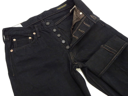 Studio D'artisan Mud-Dyed Black Denim Jeans Men's Regular Straight Fit Button-Fly 18oz. Amami Dorozome Selvedge Denim Pants SP-120 One-Wash