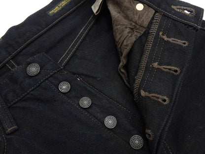 Studio D'artisan Mud-Dyed Black Denim Jeans Men's Regular Straight Fit Button-Fly 18oz. Amami Dorozome Selvedge Denim Pants SP-120 One-Wash