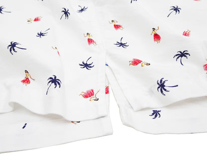 Sun Surf Casual Button Down Shirt Men's Short Sleeve Hula Dancer Palm Tree All-over Print Oxford Button Up Shirt SS39282 105 Off-White