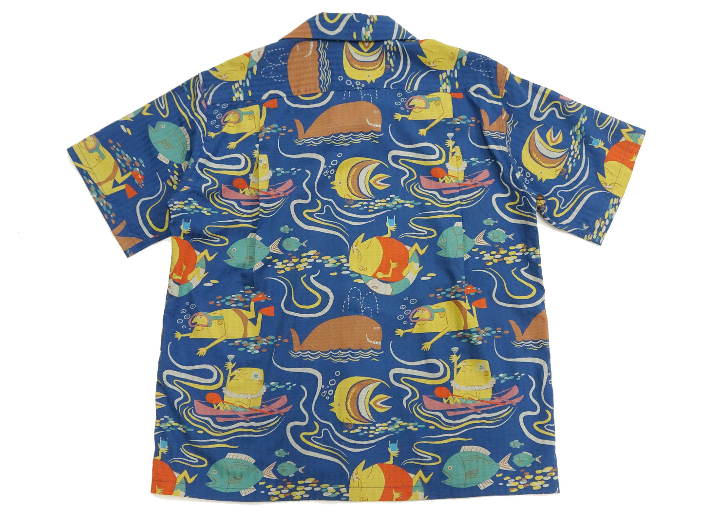 Sun Surf Men's Cotton Hawaiian Shirt - Uncle Torys Graphic Design - Short-Sleeve Aloha Shirt "Ocean Activities" SS39538 128 Navy-Blue