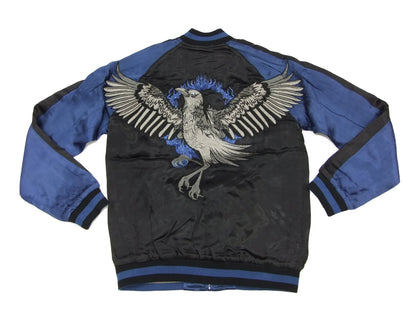 Hanatabi Gakudan Men's Japanese Souvenir Jacket Japanese Raven Sukajan Script SSJ-013