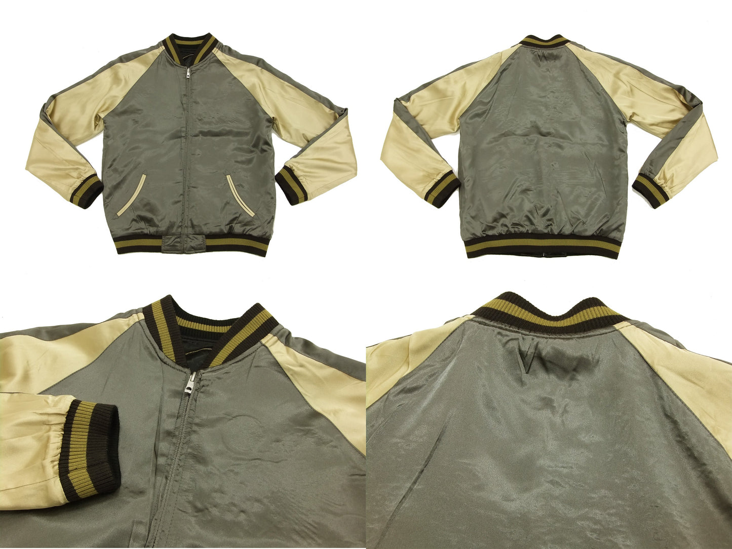 Hanatabi Gakudan Men's Japanese Souvenir Jacket Autumn Leaves and Heron Sukajan Script SSJ-512