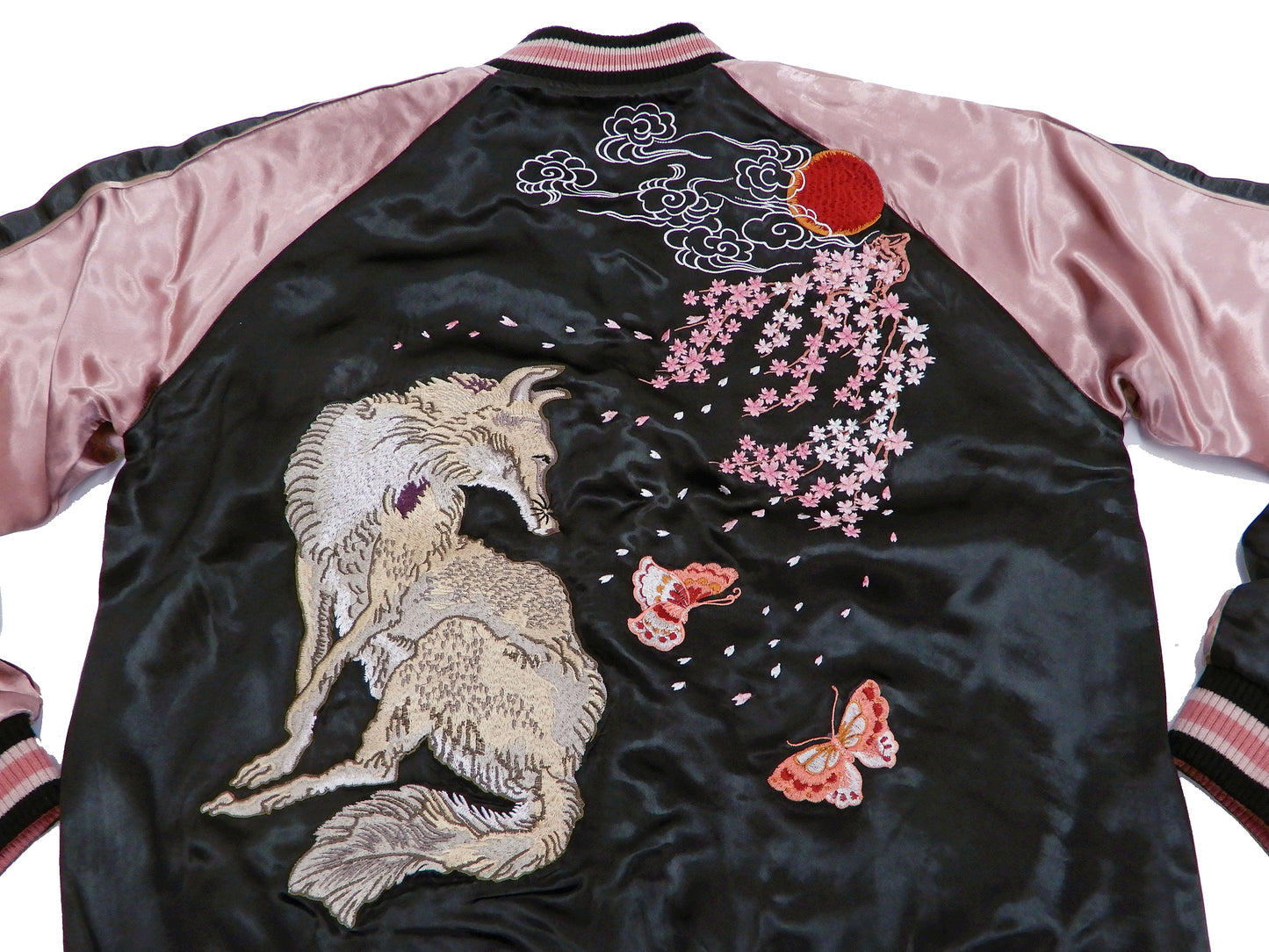 Hanatabi Gakudan Men's Japanese Souvenir Jacket Japanese Fox Art Sukajan Script SSJ-522