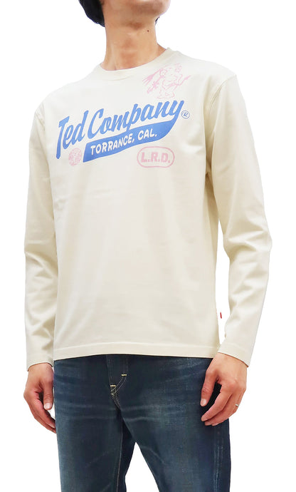 Tedman T-Shirt Men's Lucky Devil Logo Graphic Long Sleeve Tee Efu-Shokai TDLS-355 Off-White