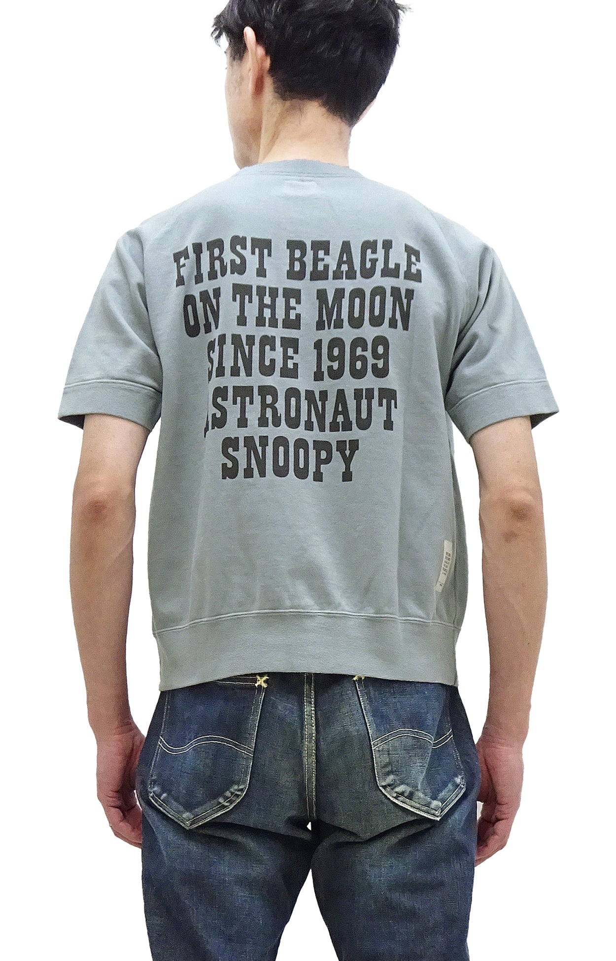 TOYS McCOY Short Sleeve Sweatshirt Men's Astronaut Snoopy Graphic French Terry Fabric Tee Shirt TMC2421 110 Faded-Saxe-Grey