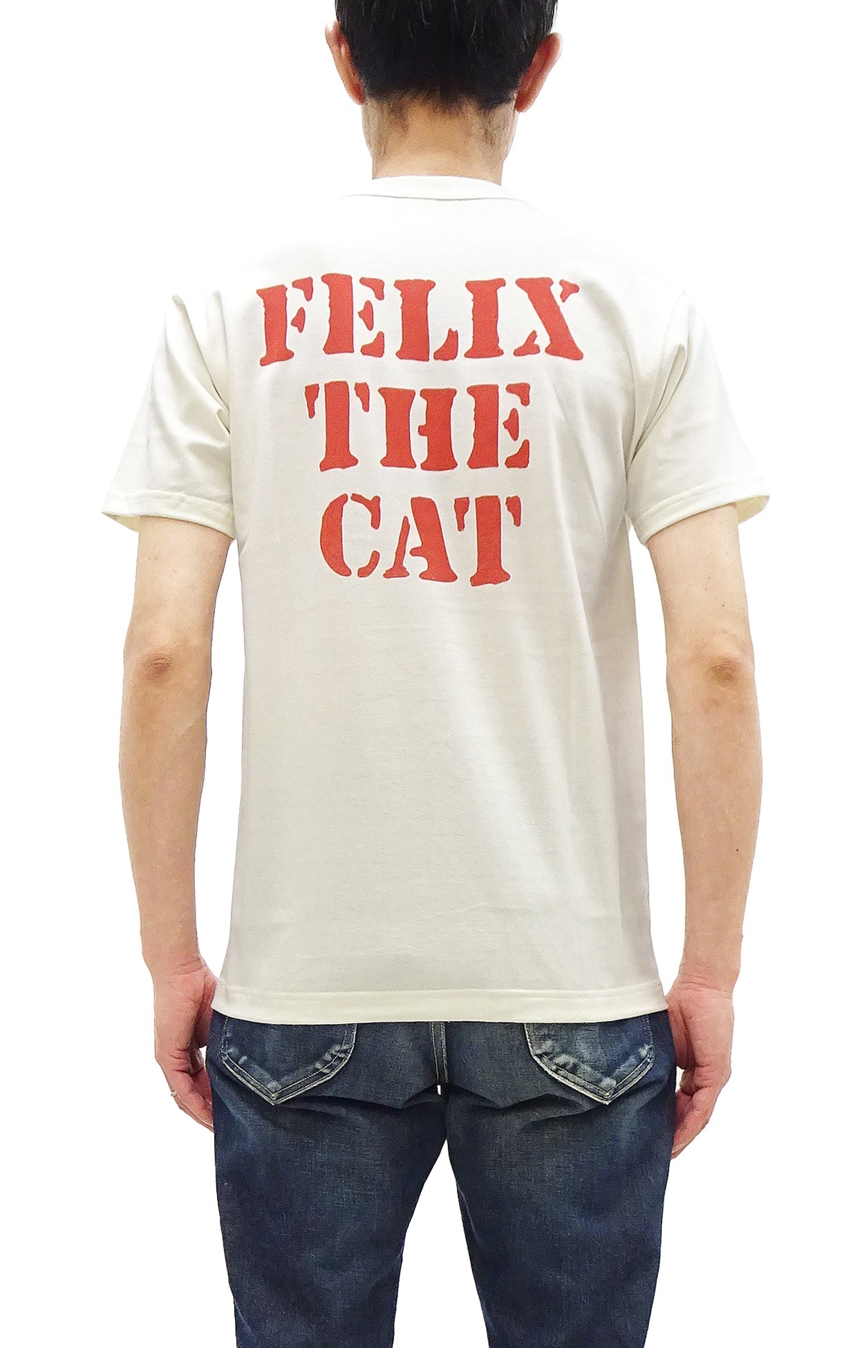 TOYS McCOY Graphic Loopwheel T-shirt Men's Short Sleeve Felix the Cat Printed Tee TMC2501 Non-Wash Finish 011 Faded-Off-White