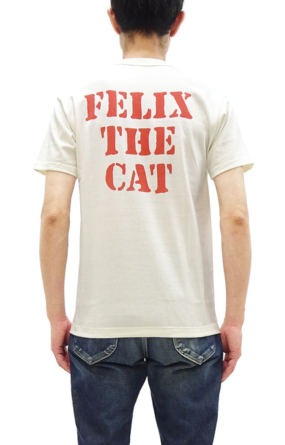 TOYS McCOY Graphic Loopwheel T-shirt Men's Short Sleeve Felix the Cat Printed Tee TMC2501 Non-Wash Finish 011 Faded-Off-White