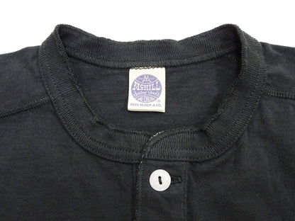 TOYS McCOY Plain Loopwheel Henley T-Shirt - Men's Short Sleeve Tubular Tee The Great American Hero Union Shirt TMC2537 030 Faded-Black