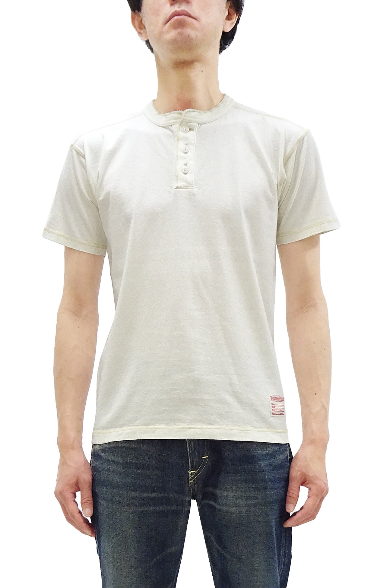 TOYS McCOY Plain Loopwheel Henley T-Shirt - Men's Short Sleeve Tubular Tee The Great American Hero Union Shirt TMC2537 011 Faded-Off-White