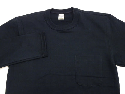 TOYS McCOY Steve McQueen Inspired Long Sleeve Pocket T-Shirt - Men's Solid Color Loopwheeled Tee - TMC2543 030 Black