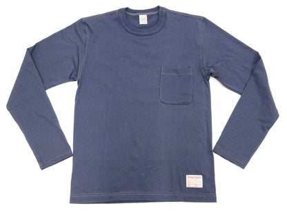 TOYS McCOY Steve McQueen Inspired Long Sleeve Pocket T-Shirt - Men's Solid Color Loopwheeled Tee - TMC2543 121 Faded Blue