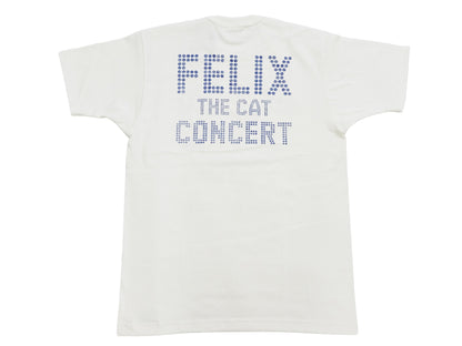 TOYS McCOY Felix the Cat "Rock & Roll" Short Sleeve Loopwheel Graphic T-Shirt - Made in Japan, Tubular Knit, Unwashed Finish (TMC2602 011 Off-White)