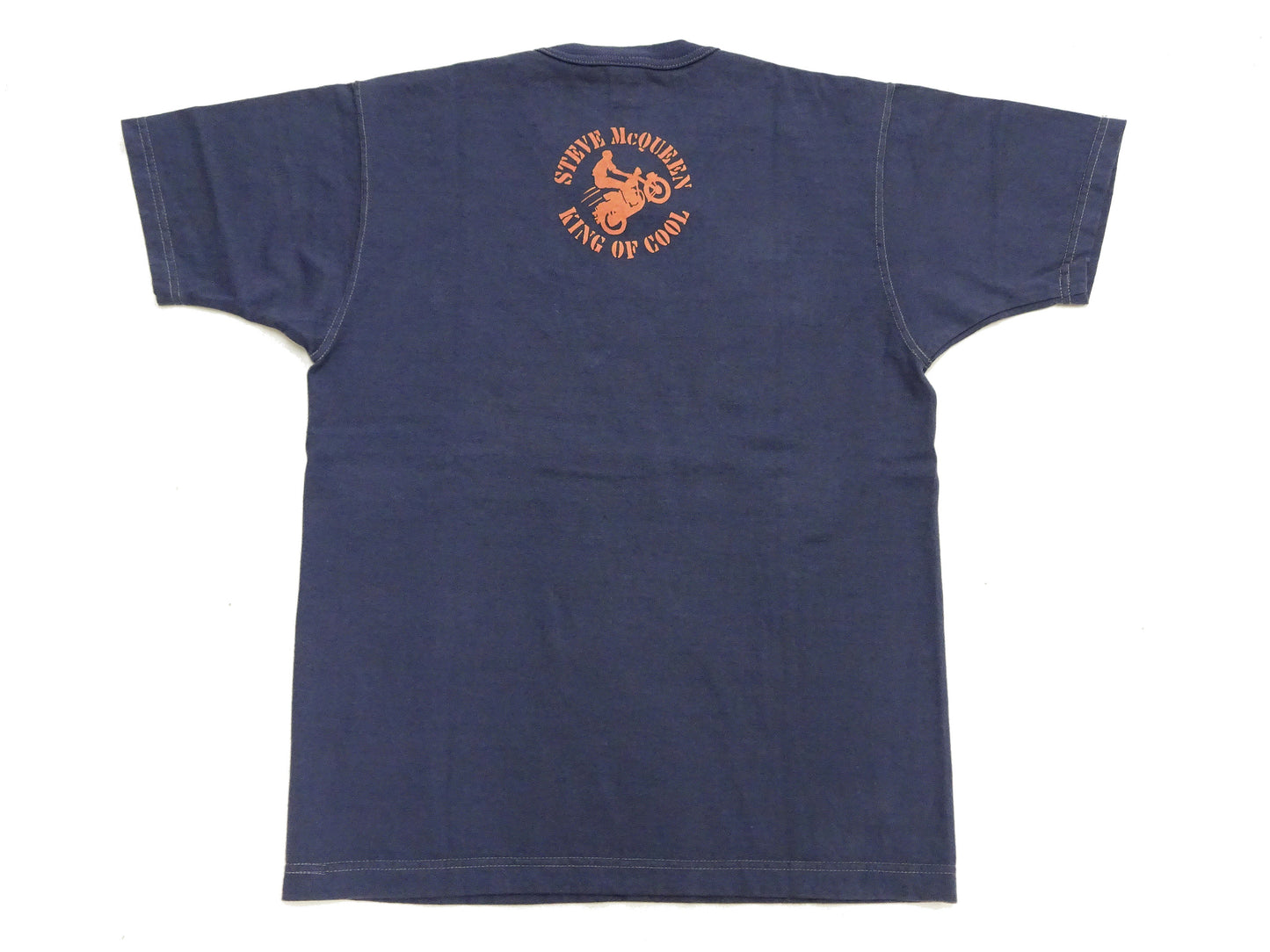 TOYS McCOY Men's Short-Sleeve Steve McQueen Graphic T-Shirt, Tubular Knit Jersey, One-Wash, Made in Japan (TMC2605 120 Muted Blue)