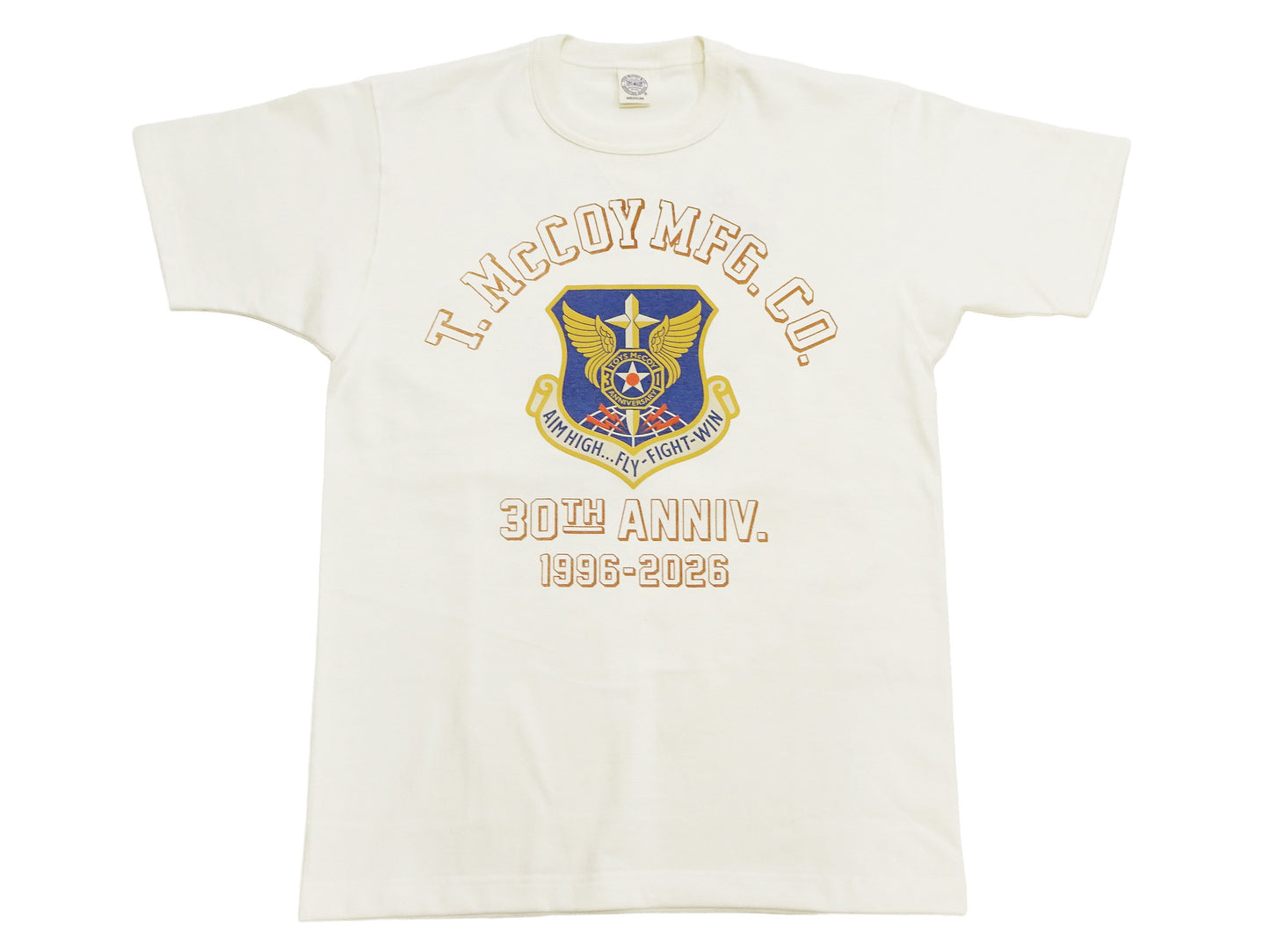 TOYS McCOY Men's Short Sleeve Military Graphic Vintage-Inspired T-Shirt, Loopwheel Tubular Tee with V-Gusset, Unwashed Finish, Made in Japan (TMC2608 011 Off White)