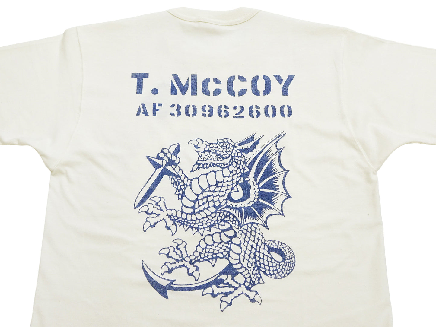 TOYS McCOY Men's Short Sleeve Military Graphic Vintage-Inspired T-Shirt, Loopwheel Tubular Tee with V-Gusset, Unwashed Finish, Made in Japan (TMC2608 011 Off White)