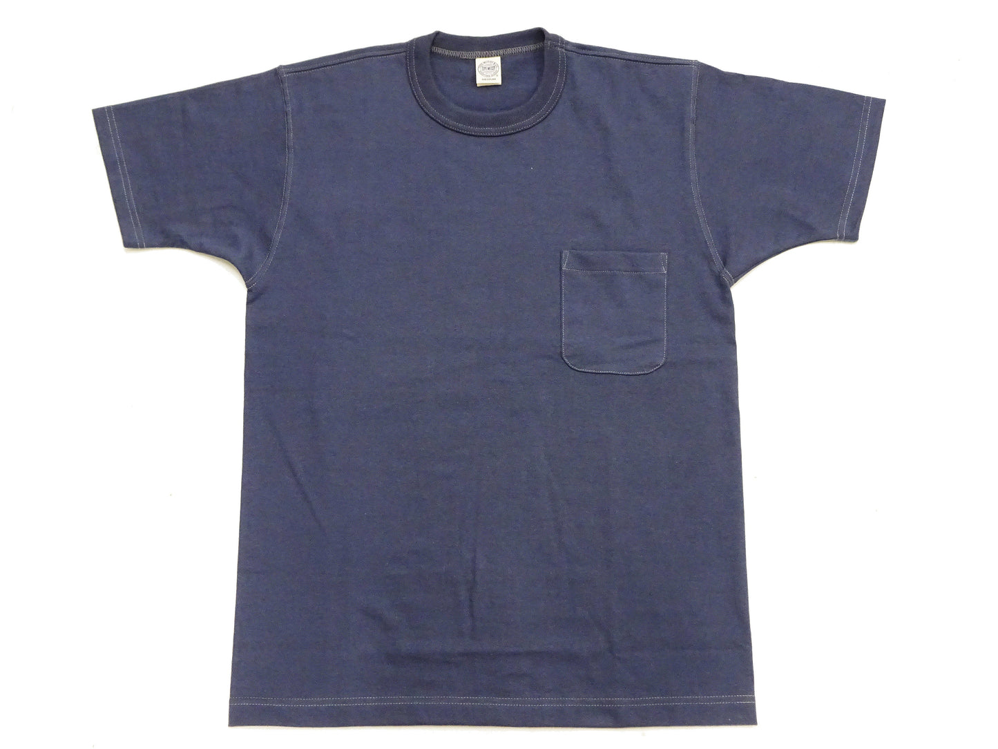 TOYS McCOY Men's Plain Short Sleeve Pocket T-Shirt - Steve McQueen Inspired, Tubular Knit Jersey, Unwashed, Made in Japan (TMC2615 120 Muted Blue)