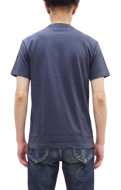 TOYS McCOY Men's Plain Short Sleeve Pocket T-Shirt - Steve McQueen Inspired, Tubular Knit Jersey, Unwashed, Made in Japan (TMC2615 120 Muted Blue)
